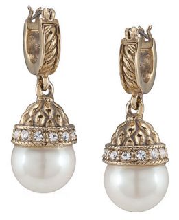Carolee 40th Anniversary Legacy Collection Earrings, Glass Pearl Drop