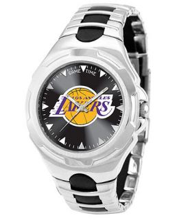 Game Time Watch, Mens Los Angeles Lakers Black Rubber and Stainless