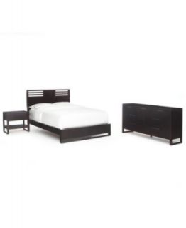 Tahoe Noir Bedroom Furniture, Queen 3 Piece Set (Bed, Nightstand and 7