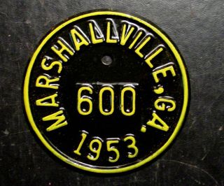 1953 Motorcycle License Plate Marshallville GA 600