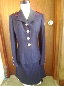 USMC Marine Corps Woman Blue Dress Uniform Jacket&Skirt100% Wool 10R