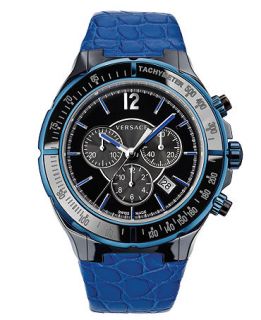 Versace Watch, Unisex Swiss Chronograph DV One Cruise Blue Calfskin
