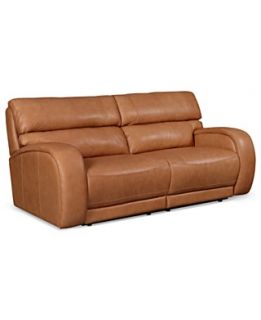 Nina Leather Reclining Sofa, Dual Power Recliner 86W x 41D x 39.5H