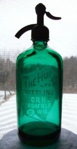 The Hub Bottling Works Marshfield Wis Teal Blue Bottle