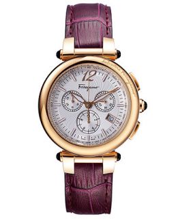 Ferragamo Watch, Womens Swiss Chronograph Idillio Purple Calfskin