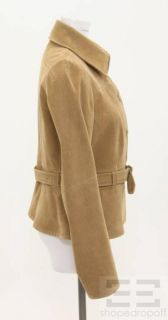 Martin Grant Tan Corduroy Button Front Belted Jacket Size Large