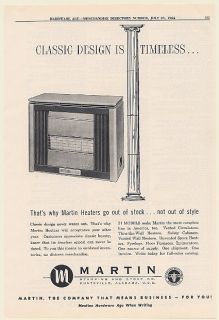 1964 Martin Heater Classic Design Is Timeless Trade Print Ad