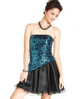 Trixxi Juniors Dress, Sleeveless Lace Colorblock