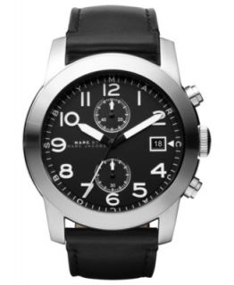 Marc by Marc Jacobs Watch, Mens Chronograph Black Leather Strap 46mm