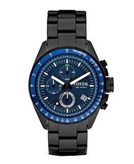 Fossil Watch, Mens Chronograph Black Stainless Steel Bracelet 44mm