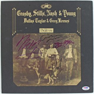 CROSBY STILLS NASH & NEIL YOUNG SIGNED ALBUM COVER W/ VINYL PSA/DNA #