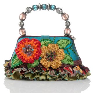 New Mary Frances Bali Floral Bag with Beaded Handle COA Authentic 