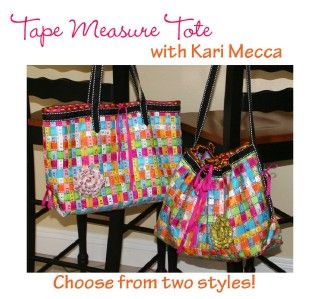 Pattern Tape Measure Tote by Kari Mecca Grossgrain Ribbon and Tape