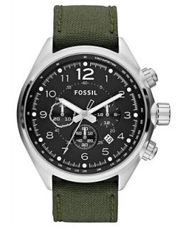 Fossil Watch, Mens Chronograph Flight Green Nylon Strap 46mm CH2808