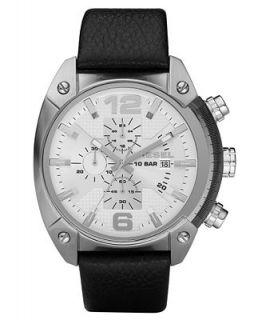 Diesel Watch, Chronograph Black Leather Strap 49x46mm DZ4214
