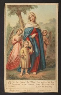 Virgin Mary Child Jesus Angels Antique Holy Card