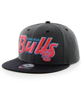 47 Brand NBA Hat, Chicago Bulls Retroscript Logo Flat Brim Snapback