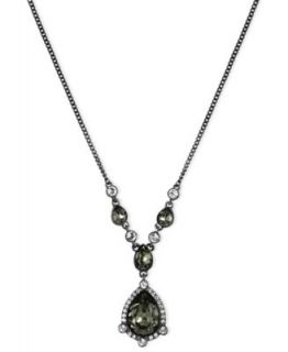Givenchy Necklace, Hematite Tone Glass Stone Cubic Zirconia Y Shaped