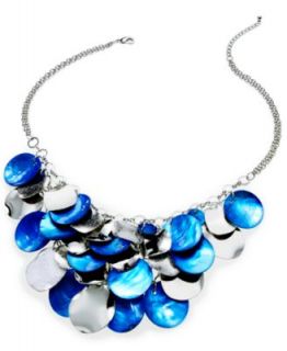 Style&co. Necklace, Hematite Tone Blue Glitter Cabochon Bib Necklace