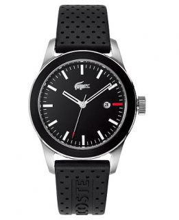 Lacoste Watch, Mens Black Perforated Rubber Strap 2010390   All