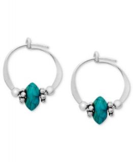 Jody Coyote Sterling Silver Earrings, Small Simulated Turquoise Bead