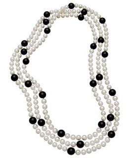 Onyx and Pearl Necklace, Onyx Beads & Cultured Freshwater Pearls