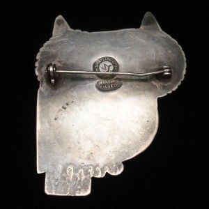 Owl Pin William Spratling Taxco c1943 Sterling Silver Amethyst Eyes