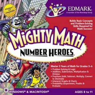 MIGHTY MATH NUMBER HEROES Age 8   11 NEW for PC XP Vista Win 7 MAC