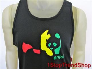 Enjoi Skateboard Company Logo Tank Top Mens Rasta Panda Black Large