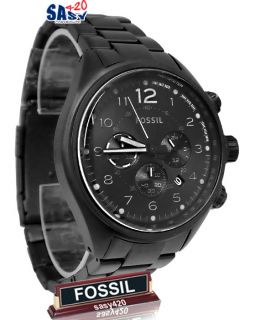 matte black dial stainless steel bracelet chronograph men watch NEW