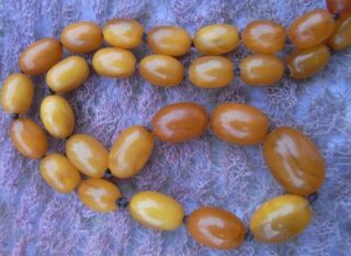 Antique Victorian Real Butterscotch Amber Beads Long Necklace 53g