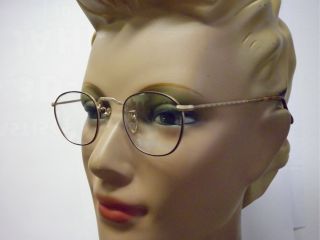 Matt Gold Brown Metal BINOCLE Ladies Eyeglasses F8P