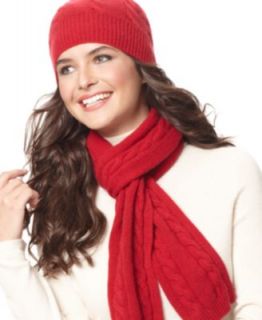 Charter Club Hat and Scarf, Cable Knit Cashmere Hat and Scarf