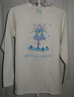 lovely quacker factory winter white angel theme sweatshirt size s