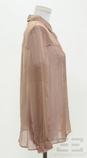 Matthew Williamson Light Brown Silk Pintuck Blouse Size 10 New