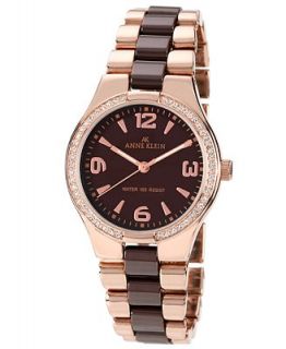 Anne Klein Watch, Womens Rose Gold Tone and Brown Ceramic Bracelet