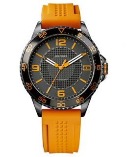 Tommy Hilfiger Watch, Mens Orange Silicone Strap 44mm 1790837