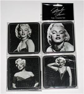 MARILYN MONROE Hollywood Star and Legend WOOD COASTER SET 4 Pc New