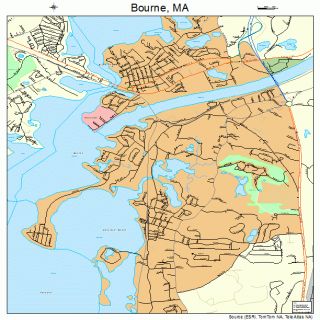 Bourne Massachusetts Street Road Map MA Atlas Poster