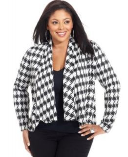 NY Collection Plus Size Jacket, Printed Open Front   Plus Size Jackets