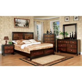 Solid Wood Patra Acacia Walnut Finish 6 Piece Bedroom Set