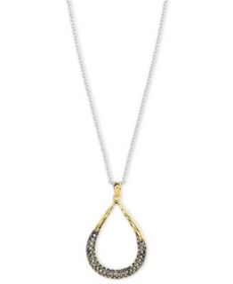 CRISLU Necklace, Platinum over Sterling Silver Cubic Zirconia Feather