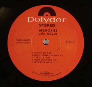 John Mayall Memories 1972 LP EX NM