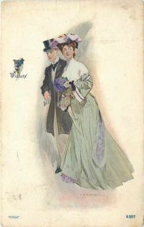 JV McFall Elegant Couple Serie Top Hat Lime Gown Violets Shield PF