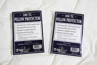 300TC Standard Cotton Cover Zippered Pillow Protector