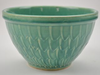 McCoy Art Pottery Green Bowl Fish Scale Pattern 4 Tall Collectible