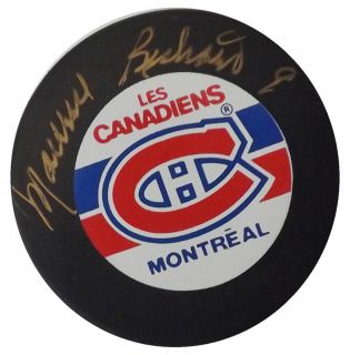 Maurice Richard Signed Canadiens Hockey Puck PSA S23524 Gold Signature