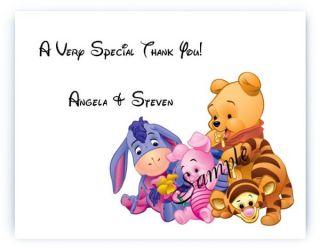 30 Personalized Baby Pooh Bear Shower Thank You Cards