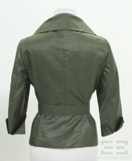 Max Mara Dark Green Silk Belted Jacket Size 6