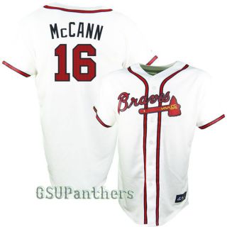 Brian McCann Atlanta Braves White Home Youth Sewn Jersey Sz M XL